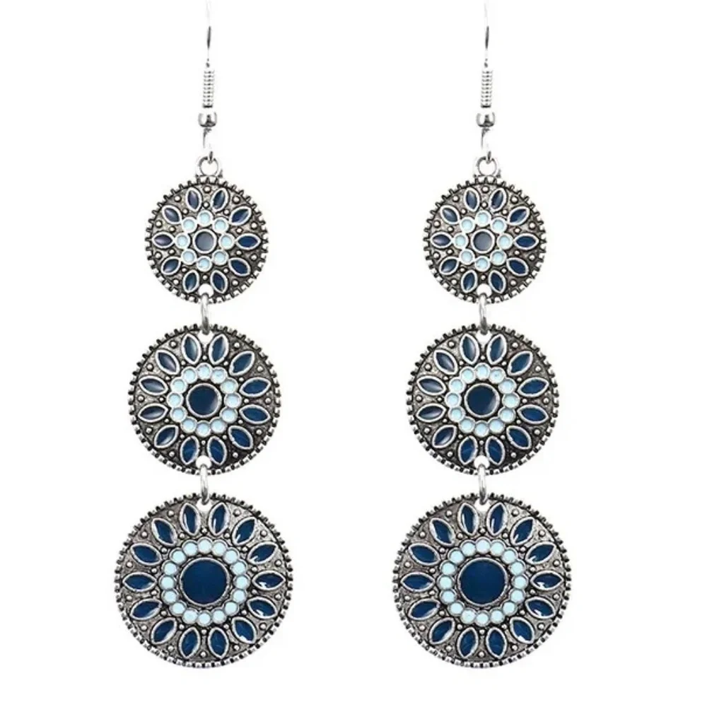 *ZADIE* Silver x Blue Fashion Dangle Earrings